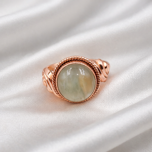 Natural Prehnite Gemstone <b>Ring</b> 925 Sterling Silver Handmade Vintage Style Oval Cabochon Healing <b>Crystal</b> Jewelry Gift for Women - Product Image 2
