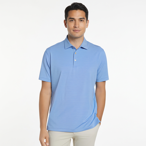 Polo de Punto Azul Claro para Hombre, Manga Corta, Casual, Transpirable, Poliéster, Corte Regular - Product Image 3
