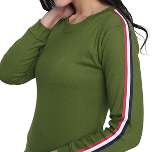 Conjunto Deportivo Verde Oliva para Mujer, Manga Larga, Cuello Redondo, Color Sólido, Transpirable, Algodón con Spandex, Estilo Casual, Ajustado, para Otoño - Product Image 6