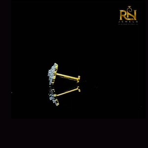 Imperial Cluster Solitaire <b>Nose</b> Pin Lab Grown Diamond Floral <b>Stud</b> Solid Gold 9K 14K 18K Fine Jewelry - Product Image 4