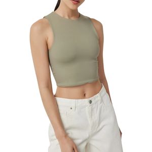 Camiseta Corta Ajustada para Mujer, Cuello Redondo, Elástica, Básica, Lisa, Sexy, de Verano, sin Costuras, para Yoga, Venta al Por Mayor Personalizada - Product Image 1