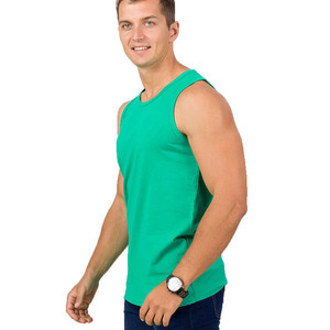 Camiseta sin mangas de gimnasio para hombre de alta calidad con cuello redondo, transpirable, de algodón/fibra de bambú, tejido de 180 g, con detección de agujas para culturismo - Product Image 3