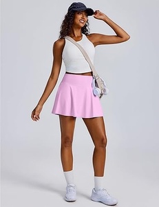 Top Deportivo de Tenis sin Mangas con Cuello Halter Blanco para Mujer, con Falda Rosa, Transpirable, de Poliéster, Ropa Deportiva de Verano - Product Image 2