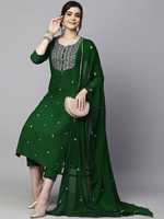 Ensemble Kurta en Rayonne Brodé Violet avec Dupatta pour Femme, Matériaux Recyclés, Tenue Traditionnelle Indienne et Pakistanaise, Longueur Cheville