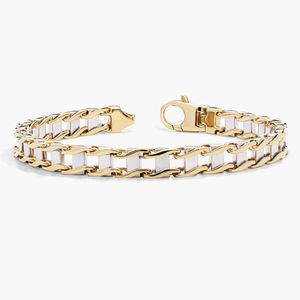Bracelet pour homme de 8,5 pouces en or jaune italien poli miroir, style maillons de rail - Product Image 3