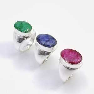 Anillo turco unisex de plata de ley 925 con esmeralda facetada, estilo étnico, engaste de bisel, diseño para parejas, joyería de moda. - Product Image 2