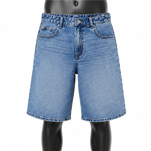 Shorts en jean pour homme avec logo personnalisé, coupe ample, 100% coton biologique, style streetwear, écologiques, longueur genou - Product Image 1