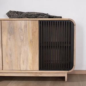 Vandana Autumn Aspect 180cm mango wood <b>sideboard</b> with a clean, Japanese design, Jappy style, 4 doors - Product Image 6