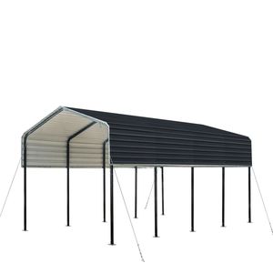 TMG MSC1220 12FT X 20FT Single Style Simple Metal Carport <b>Canopy</b> Aluminum <b>Roof</b> with 8FT Open Sidewalls - Product Image 1