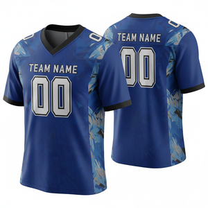 Maillot de football américain personnalisé imprimé par sublimation pour adultes, manches courtes, respirant, option grande taille, 100 % polyester, col en V - Product Image 6