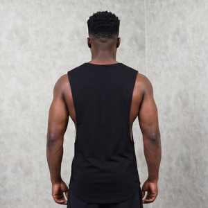 Solid Color Custom Smart Casual Ribbed Gym Tank <b>Top</b> Men Logo Sleeveless Workout Fitness Vest Cotton / Bamboo Fiber Knitted - Product Image 3