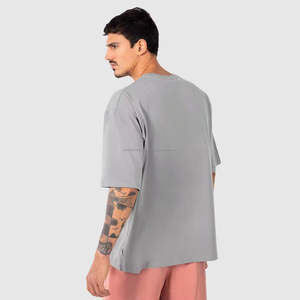 Camiseta Holgada con Hombros Caídos, 100% Algodón, Lisa, para Imprimir, Corte Cuadrado, para Hombre - Product Image 3