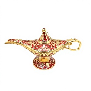Vintage Mini Brass Arabian Aladdin Genie Lamp Magic Wishing Light Luxury Metal <b>Ornament</b> for New Year Tabletop Party Decor Chirag - Product Image 1
