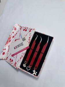 Pince à épiler GETUP BROSONS IMPEX Curve 90 Dolphin Red pour extensions de cils, en acier inoxydable, fibres lisses, précision, antidérapante, parfaite - Product Image 4