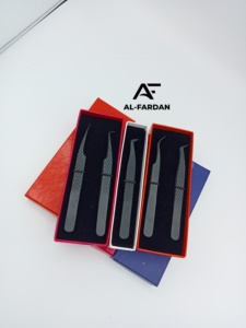 Pinzas para Extensión de Pestañas y Cejas AL-FARDAN, al por Mayor, con Logotipo Personalizable, Acabado Negro Mate, Agarre de Diamante, Acero Inoxidable, Volumen - Product Image 3