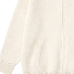 Cardigan en tricot crème pour homme VIBE SEWN, fermeture éclair intégrale, col roulé, manches régulières, couleur unie, vêtement d'hiver anti-boulochage - Product Image 5