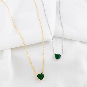 Collar de Plata 925 con Colgante de Corazón y Flor, Joyería de Lujo con Piedra de Nacimiento de Mayo para Mujer, Regalo - Product Image 3