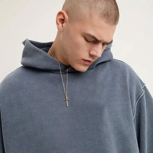 Sudadera con Capucha Oversize para Hombre, Color Liso, Forro Polar de Algodón, Ajuste Regular, Diseño con Bolsillos, Tejido de Punto, Capucha con Lavado Ácido, Ideal para Otoño - Product Image 5