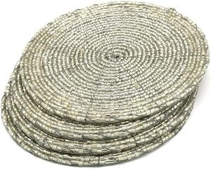 Sous-verres ronds en perles de verre de 4 pouces, faits à la main, style bohème - Product Image 6