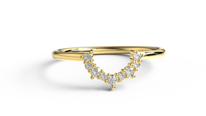 Luxury 18K Gold Curved Round Diamond Wedding Band V Shaped Contour <b>Stacking</b> Guard <b>Ring</b> Fine Jewelry Engagement Gift for Women - Product Image 1
