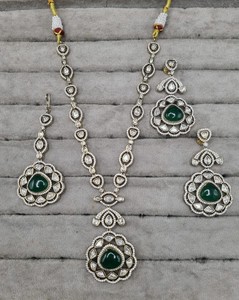 Juego de Joyería Nupcial de Lujo con Diamantes Americanos, Collar Largo con Colgante de Piedra Rosa Bebé, Pendientes Maang Tikka, Joyería de Boda al por Mayor - Product Image 2