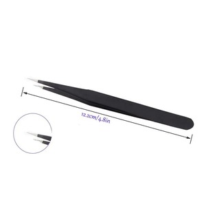 Ensemble de pinces à cils noires mates en acier inoxydable antistatique pour extensions de cils, outil professionnel de salon - Product Image 2