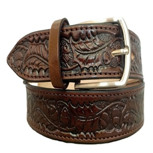 2026 New Western Leather <b>Tooling</b> <b>Belt</b> Handmade Retro Vintage Western Style Floral Engraved <b>Tooled</b> Leather <b>Belt</b> - Product Image 4