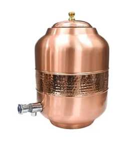 Pure Copper Water Dispenser Tank Middle Hammered Finish Storage <b>Jar</b> Matka Pot Container Metallic <b>Tap</b> - Product Image 1