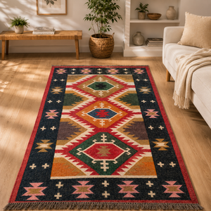 Alfombra Kilim Moderna Ecológica Hecha a Mano por Krafterscustom, Diseño Abstracto, Lana, Tufted a Mano, Pelo Medio, Rectangular, Látex - Product Image 2