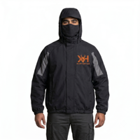 Veste tactique de chasse pour homme, personnalisée, imperméable, respirante, coupe-vent, à capuche, avec fermeture éclair, design imprimé, softshell, masque facial, OEM Xelent