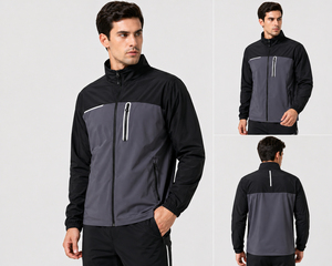 <b>Long</b> Sleeve <b>Men's</b> Stand Collar Zipper Up Gym <b>Jackets</b> Athletic Workout Fitness Training Jogging Running Wear Outerwear <b>Jacket</b> <b>Men</b> - Product Image 3