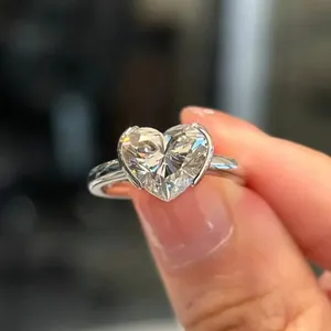 Anillo de compromiso, boda o promesa para mujer, de oro macizo de 14 quilates, con diamante de 1 quilate, corte corazón, cultivado en laboratorio, romántico, para regalo. - Product Image 2