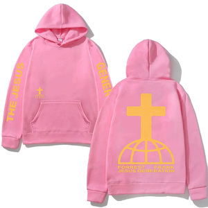 เสื้อฮู้ดโอเวอร์ไซส์แบบซิป OEM สั่งทำได้ พิมพ์ลายกราฟิกกากบาทด้วยเทคนิคซิลค์สกรีน ผ้าฟลีซคอตตอน ใส่ได้ทั้งผู้ชายและผู้หญิง - Product Image 4