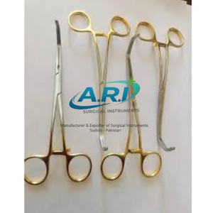 Pinces chirurgicales incurvées en acier inoxydable de qualité supérieure, manche doré, instruments de serrage hémostatique médical, 18 cm - Product Image 3