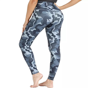 High Waist Full Length Camouflage Yoga <b>Leggings</b> With Pink Blue Pattern Breathable Spandex <b>Nylon</b> Pants For Women - Product Image 6