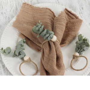 Anneaux de serviette en métal eucalyptus, porte-serviettes en fil métallique, décorations de fête pour le printemps, mariage, Thanksgiving, décoration de table, en stock - Product Image 6