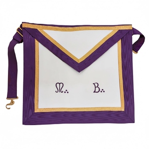 Tablier violet de maître maçon. Simili cuir. 39x33cm Memphis-Misraim Premium Faux Cuir Brodé à la Machine Regalia Blue Lodge - Product Image 1