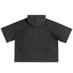 T-shirt à capuche pour homme, 100% coton, haute qualité, style vintage américain, avec coutures apparentes, manches raglan, délavé à l'acide, 240g - Product Image 2