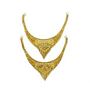 Parure de collier ras-du-cou Rani Haar en or massif 22 carats pour mariée indienne, avec mangalsutra traditionnel et chaîne Figaro, pour fiançailles et mariage à Dubaï - Product Image 2