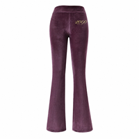 Ensemble de survêtement décontracté en velours pour femme, style Y2K personnalisé, de haute qualité, avec sweat à capuche zippé et pantalon évasé, 2 pièces, tenue de détente en velours