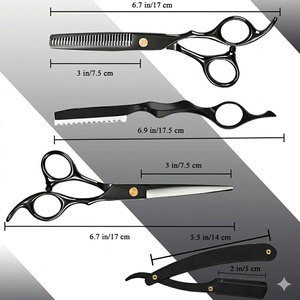 ชุดกรรไกรตัดผมและกรรไกรซอยผมระดับมืออาชีพ ผลิตจากสแตนเลสคุณภาพสูง สำหรับร้านตัดผมชายหญิง - Product Image 2