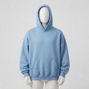 Unisex Oversized Hooded <b>Sweatshirt</b> Solid <b>Pink</b> Cotton French Terry Casual Autumn Wear - Product Image 3