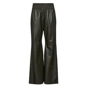 Pantalon crayon taille mi-haute en cuir véritable pour femme, coupe droite, respirant, longueur cheville, élastique, noir, coupe ajustée, streetwear, hiver - Product Image 3
