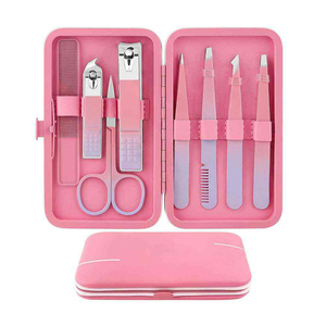 Kit de manucure professionnel 7 en 1 en acier inoxydable, étui rose portable, usage adulte, style classique à prix compétitifs - Product Image 1