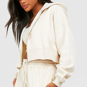 Sudadera con Capucha Corta para Mujer, Estilo Urbano, con Estampado Gráfico 3D, Cierre de Cremallera, Algodón Transpirable y Ecológico, en Oferta - Product Image 4