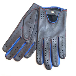 Gants de conduite en cuir véritable personnalisés pour hommes, gants de conduite de luxe classiques perforés et respirants avec bouton pression - Product Image 6