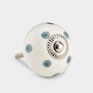 <b>Knob</b> ceramic Ceramic Cabinet <b>Knob</b> Round <b>White</b> with Blue Dots Handcrafted Kitchen <b>Door</b> - Product Image 1