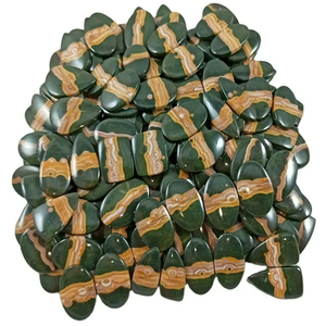Par de Cabujones de Jaspe Oceánico Natural – Colgantes de Piedras Preciosas de Cristal Verde y Amarillo, Formas Mixtas, Piedras Sueltas para Joyería, W - Product Image 5