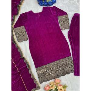 Ensemble haut, bas et dupatta pour femmes, vêtements de soirée de créateur - Product Image 4