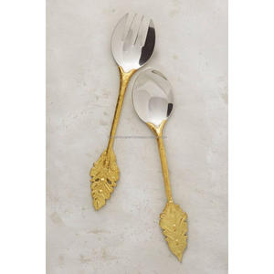 Stainless Steel Salad Server Premium Cutlery <b>Sets</b> Silver & Gold Finish Dishwasher Safe Eco Friendly Salad Spoons <b>Sets</b> - Product Image 5